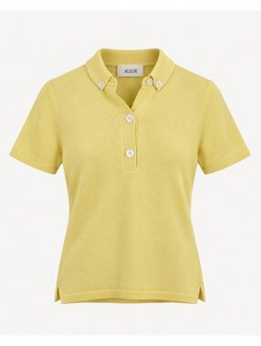 Allude 100% Cashmere Yellow Short Sleeve Polo Sweater Top Women’s M Luxury